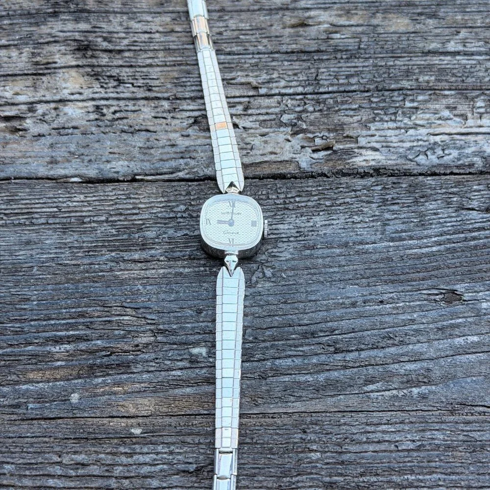 Vintage Wittnauer Ladies Mechanical Wind Up Watch Working Silver Art Deco Band